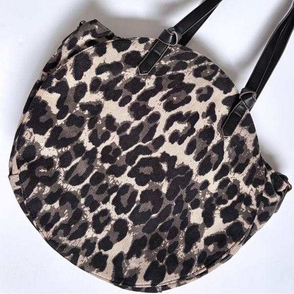 Office Depot Handbags - Animal Printed Textured Corduroy Oversized Half Moon Rounded Satchel Crossbody
